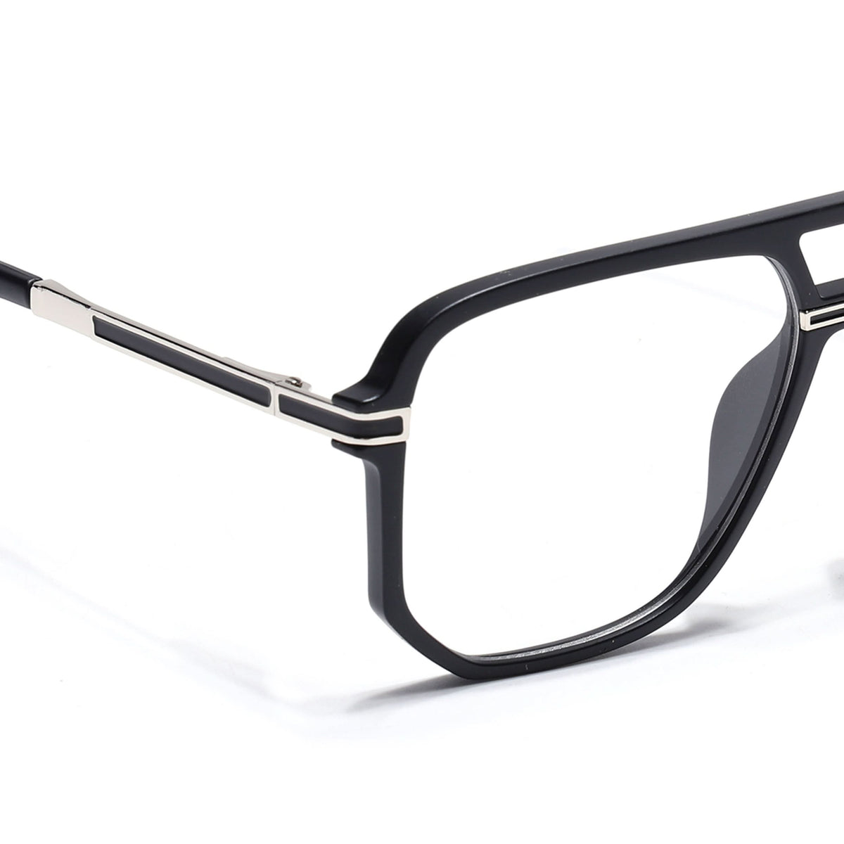 EyeJack Titex Matt Black & Silver Wayfarer Eyeglasses for Men & Women (18904CL270-C1)