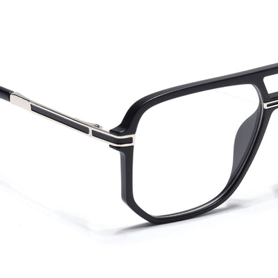 EyeJack Titex Matt Black & Silver Wayfarer Eyeglasses for Men & Women (18904CL270-C1)