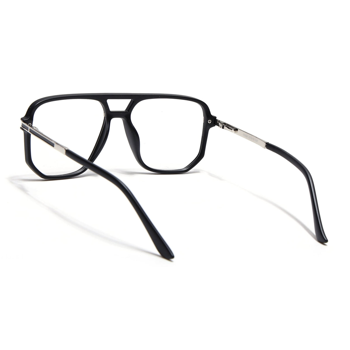 EyeJack Titex Matt Black & Silver Wayfarer Eyeglasses for Men & Women (18904CL270-C1)