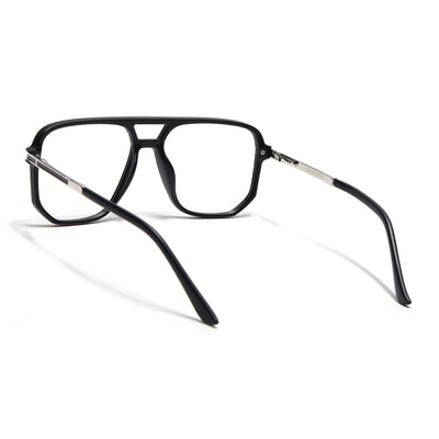 EyeJack Titex Matt Black & Silver Wayfarer Eyeglasses for Men & Women (18904CL270-C1)