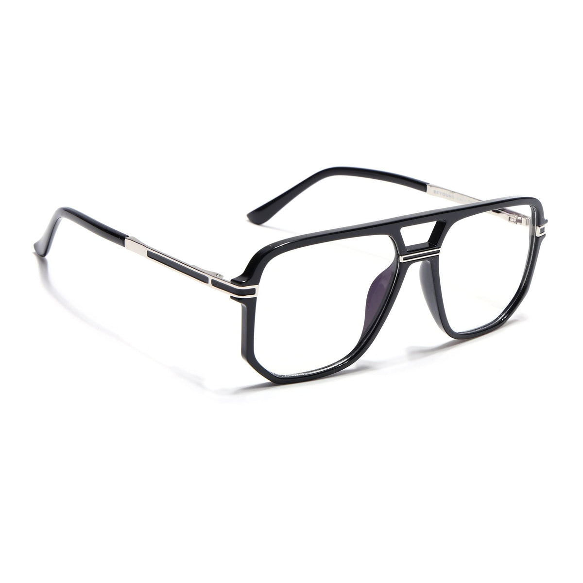 EyeJack Titex Shine Black & Silver Wayfarer Eyeglasses for Men & Women (18904CL271-C2)