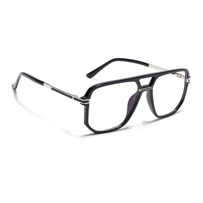EyeJack Titex Shine Black & Silver Wayfarer Eyeglasses for Men & Women (18904CL271-C2)