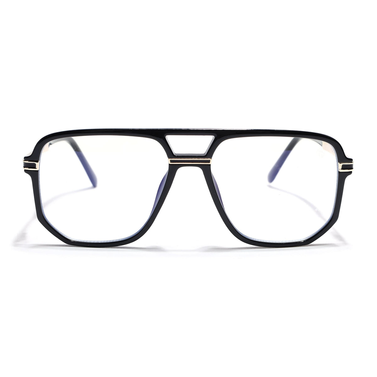 EyeJack Titex Shine Black & Golden Wayfarer Eyeglasses for Men & Women (18904CL272-C3)