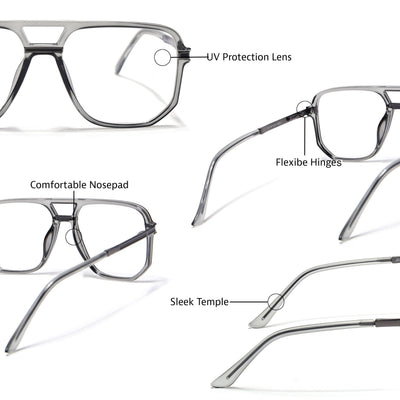 EyeJack Titex Shine Grey Wayfarer Eyeglasses for Men & Women (18904CL274-C5)