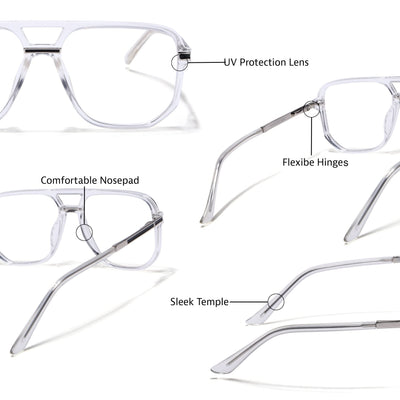 EyeJack Titex Transparent Wayfarer Eyeglasses for Men & Women (18904CL276-C7)