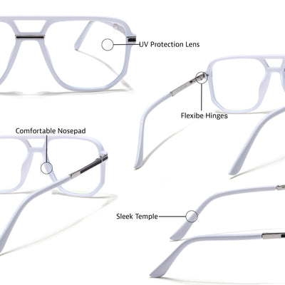 EyeJack Titex White Wayfarer Eyeglasses for Men & Women (18904CL277-C8)