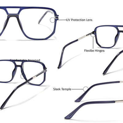 EyeJack Titex Blue Wayfarer Eyeglasses for Men & Women (18904CL279-C10)