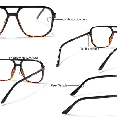 EyeJack Titex Demi Brown Wayfarer Eyeglasses for Men & Women (18904CL280-C11)
