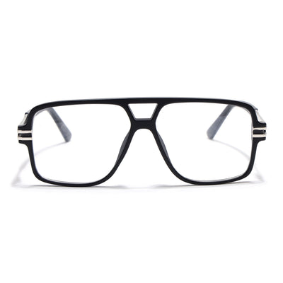 EyeJack Titex Matt Black & Silver Wayfarer Eyeglasses for Men & Women (18905CL281-C1)