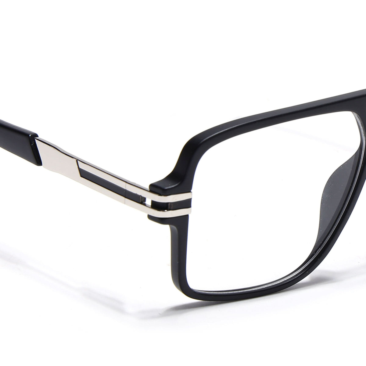 EyeJack Titex Matt Black & Silver Wayfarer Eyeglasses for Men & Women (18905CL281-C1)