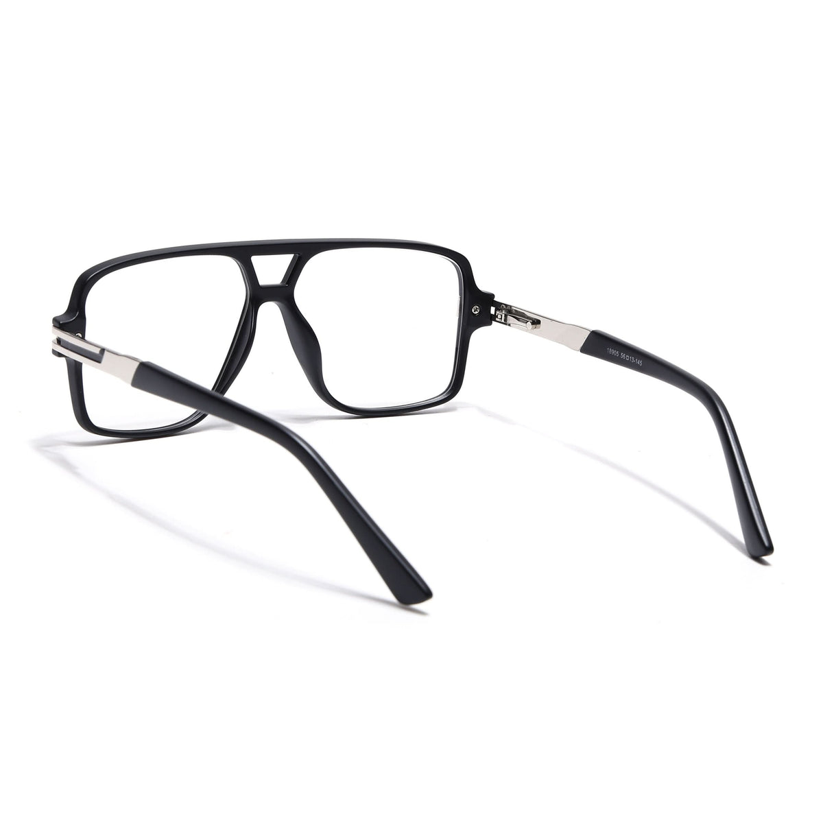 EyeJack Titex Matt Black & Silver Wayfarer Eyeglasses for Men & Women (18905CL281-C1)