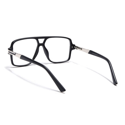 EyeJack Titex Matt Black & Silver Wayfarer Eyeglasses for Men & Women (18905CL281-C1)