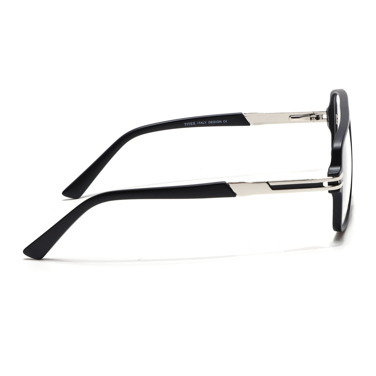 EyeJack Titex Matt Black & Silver Wayfarer Eyeglasses for Men & Women (18905CL281-C1)