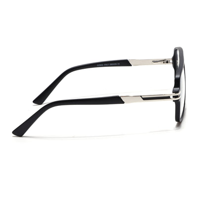 EyeJack Titex Matt Black & Silver Wayfarer Eyeglasses for Men & Women (18905CL281-C1)