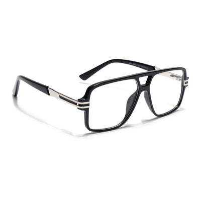 EyeJack Titex Shine Black & Silver Wayfarer Eyeglasses for Men & Women (18905CL282-C2)