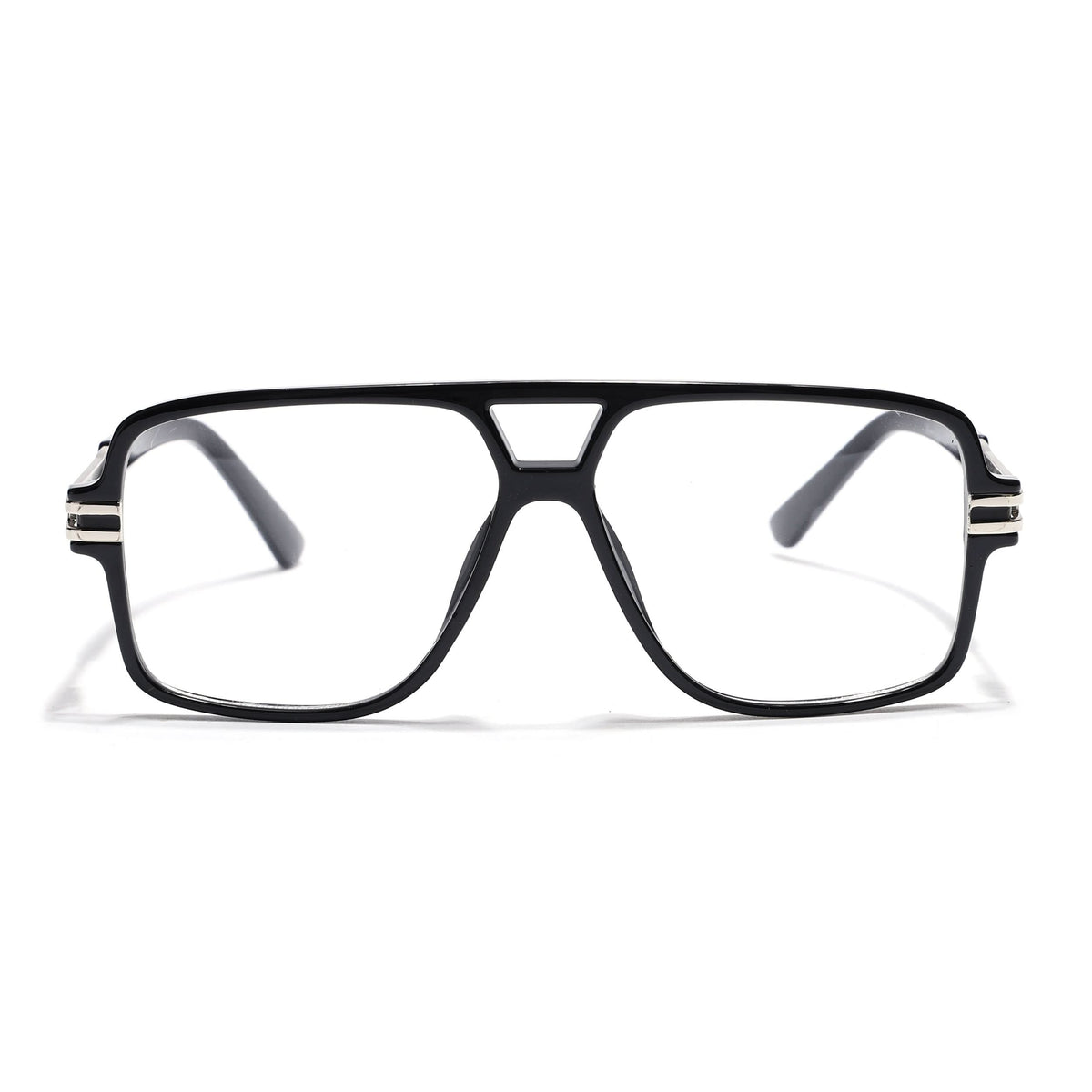 EyeJack Titex Shine Black & Silver Wayfarer Eyeglasses for Men & Women (18905CL282-C2)