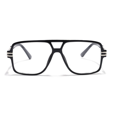 EyeJack Titex Shine Black & Silver Wayfarer Eyeglasses for Men & Women (18905CL282-C2)