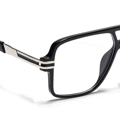EyeJack Titex Shine Black & Silver Wayfarer Eyeglasses for Men & Women (18905CL282-C2)