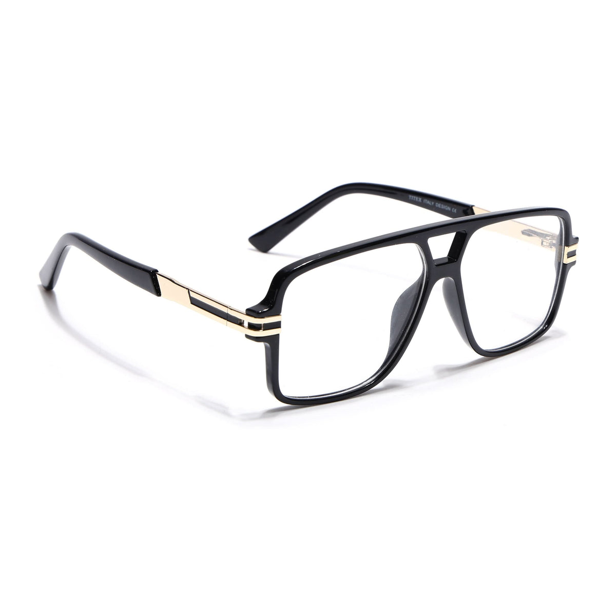 EyeJack Titex Shine Black & Golden Wayfarer Eyeglasses for Men & Women (18905CL283-C3)