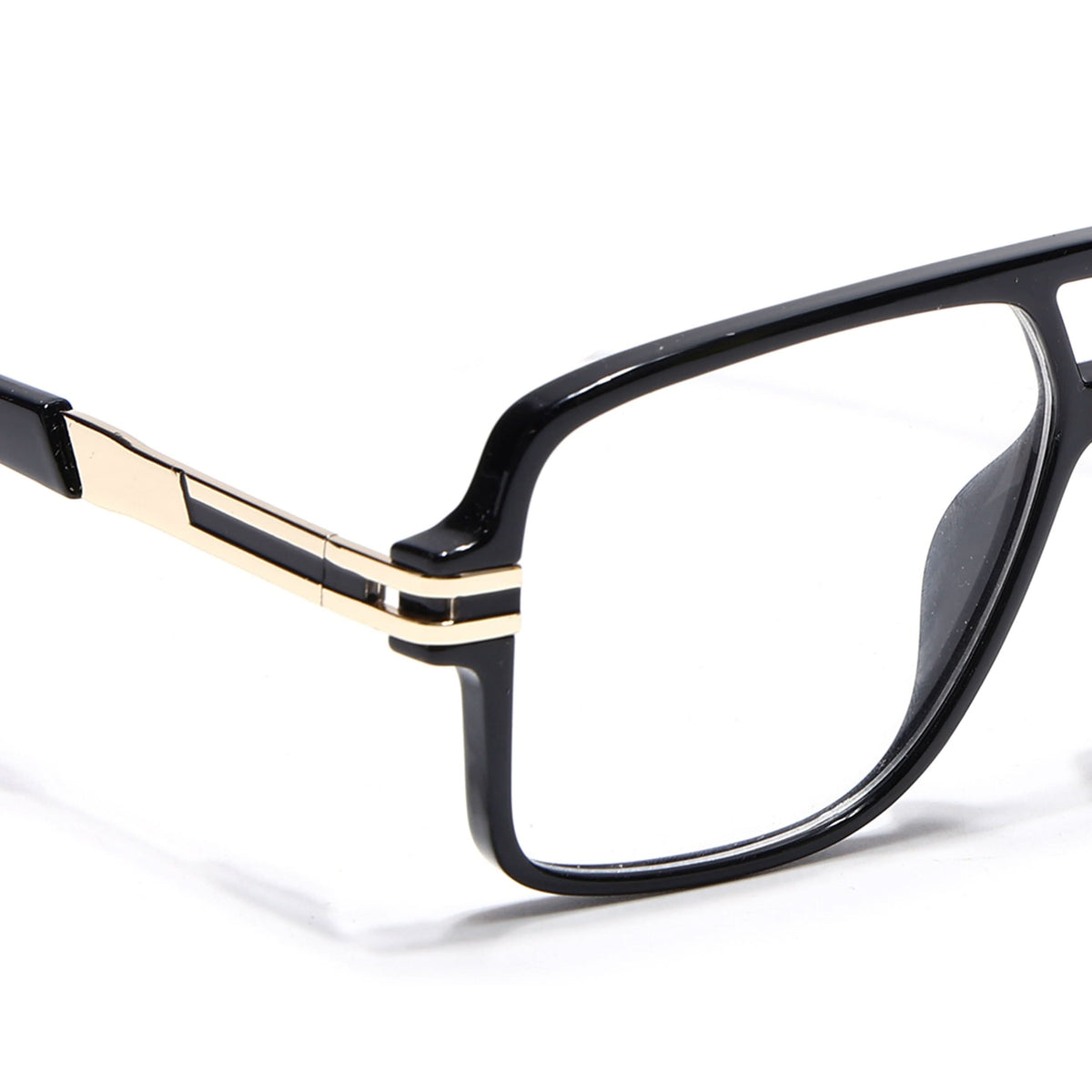 EyeJack Titex Shine Black & Golden Wayfarer Eyeglasses for Men & Women (18905CL283-C3)