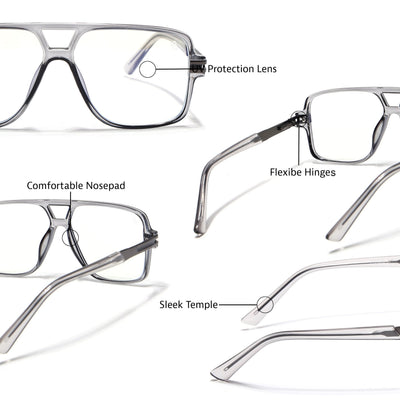 EyeJack Titex Shine Grey Wayfarer Eyeglasses for Men & Women (18905CL285-C5)