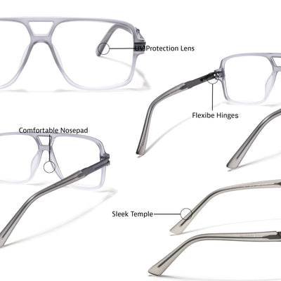 EyeJack Titex Matt Grey Wayfarer Eyeglasses for Men & Women (18905CL286-C6)