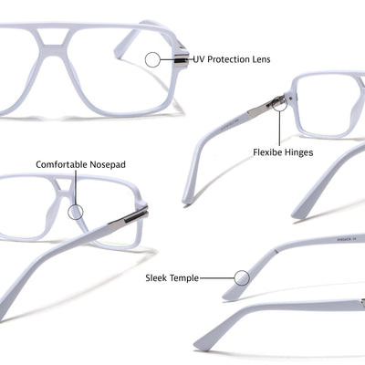 EyeJack Titex White Wayfarer Eyeglasses for Men & Women (18905CL288-C8)