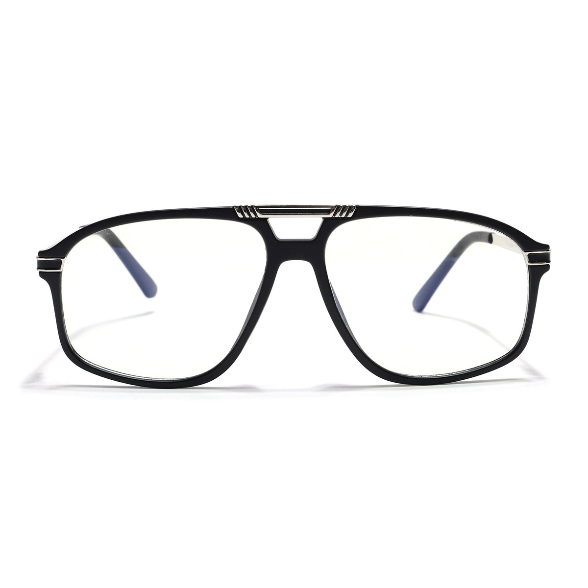 EyeJack Titex Matt Black & Silver Aviator Eyeglasses for Men & Women (18906CL292-C1)