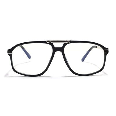 EyeJack Titex Matt Black & Silver Aviator Eyeglasses for Men & Women (18906CL292-C1)