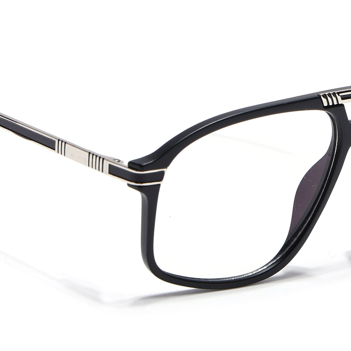 EyeJack Titex Matt Black & Silver Aviator Eyeglasses for Men & Women (18906CL292-C1)