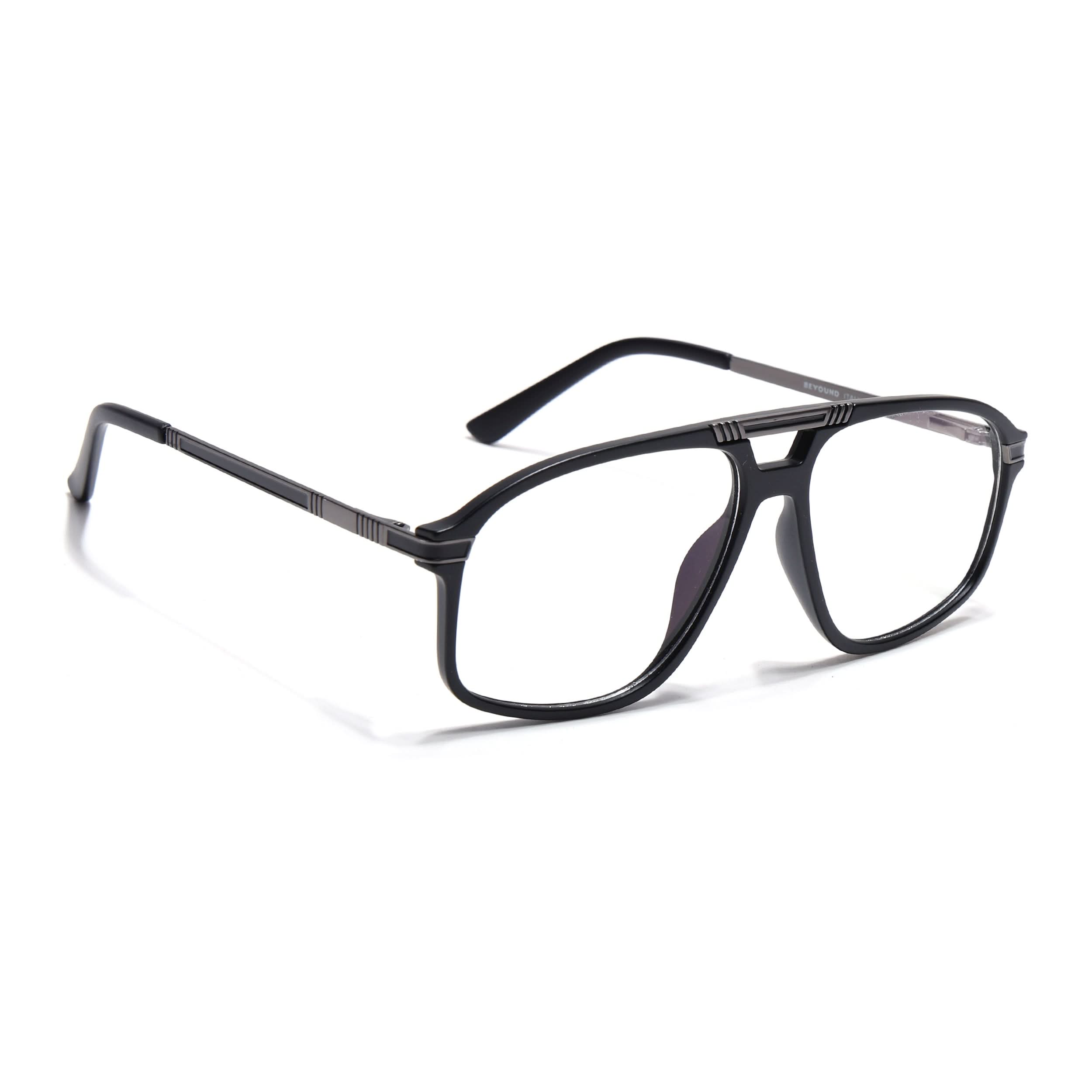 EyeJack Titex Matt Black & Grey Aviator Eyeglasses for Men & Women