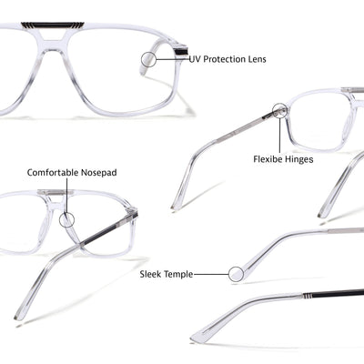 EyeJack Titex Transparent Aviator Eyeglasses for Men & Women (18906CL298-C7)