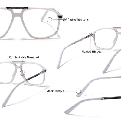 EyeJack Titex White Aviator Eyeglasses for Men & Women (18906CL299-C8)