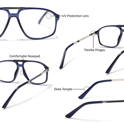 EyeJack Titex Blue Aviator Eyeglasses for Men & Women (18906CL301-C10)