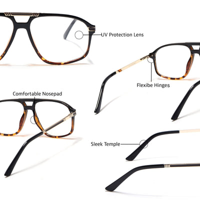 EyeJack Titex Demi Brown Aviator Eyeglasses for Men & Women (18906CL302-C11)