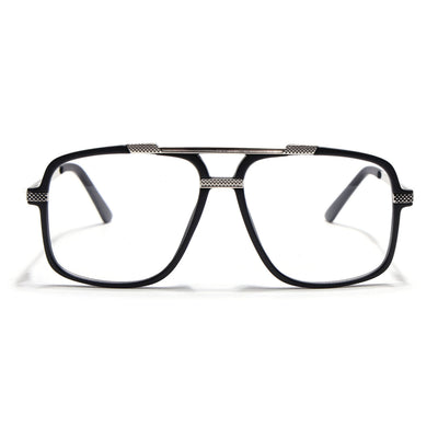 EyeJack Titex Matt Black & Silver Wayfarer Eyeglasses for Men & Women (18907CL303-C1)