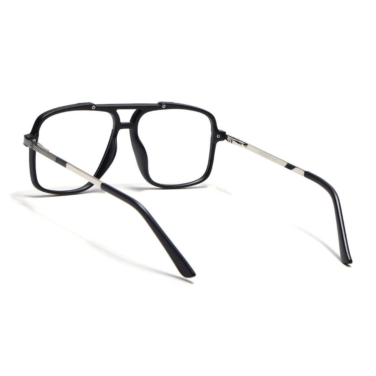 EyeJack Titex Matt Black & Silver Wayfarer Eyeglasses for Men & Women (18907CL303-C1)