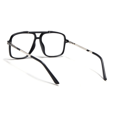 EyeJack Titex Matt Black & Silver Wayfarer Eyeglasses for Men & Women (18907CL303-C1)