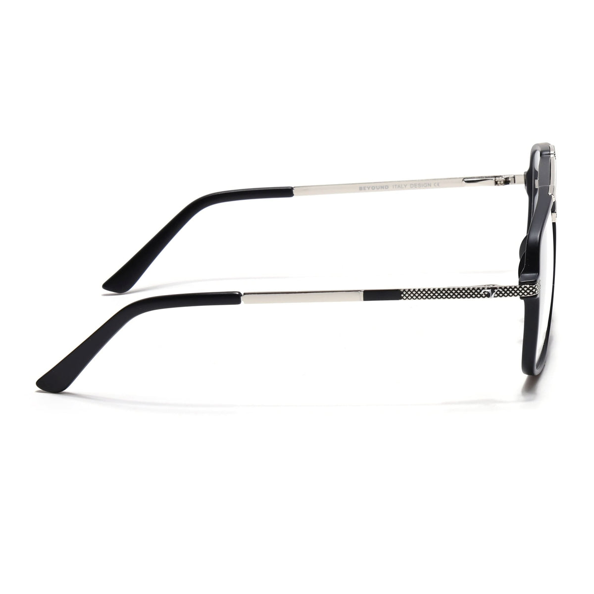 EyeJack Titex Matt Black & Silver Wayfarer Eyeglasses for Men & Women (18907CL303-C1)