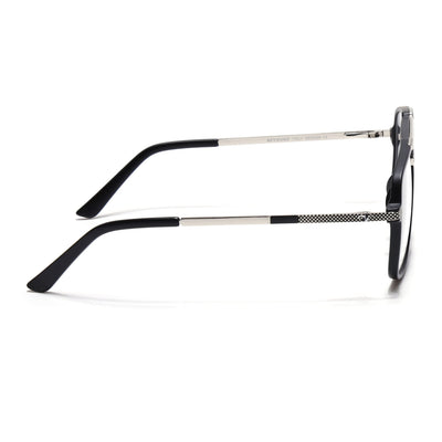 EyeJack Titex Matt Black & Silver Wayfarer Eyeglasses for Men & Women (18907CL303-C1)