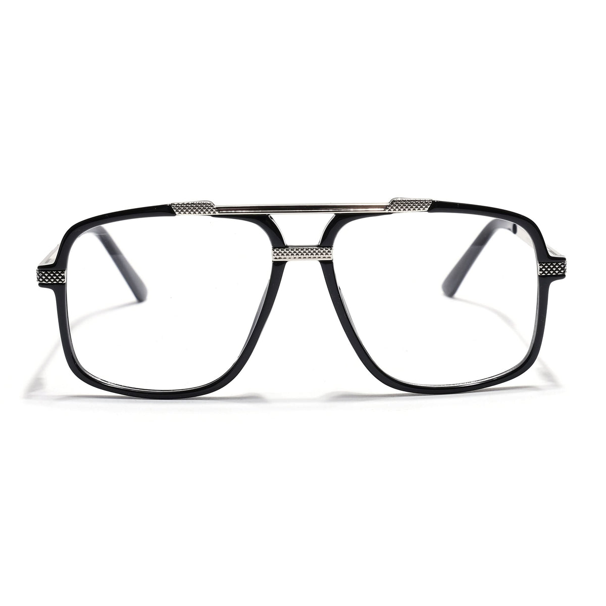 EyeJack Titex Shine Black & Silver Wayfarer Eyeglasses for Men & Women (18907CL304-C2)