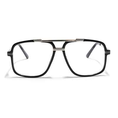 EyeJack Titex Shine Black & Silver Wayfarer Eyeglasses for Men & Women (18907CL304-C2)