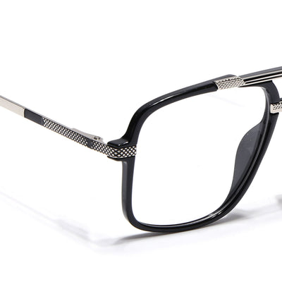 EyeJack Titex Shine Black & Silver Wayfarer Eyeglasses for Men & Women (18907CL304-C2)