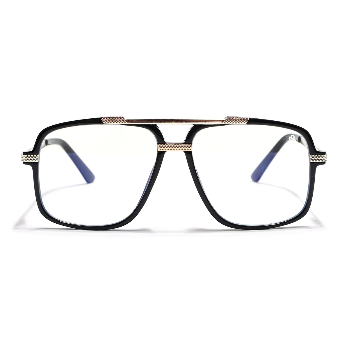 EyeJack Titex Shine Black & Golden Wayfarer Eyeglasses for Men & Women (18907CL305-C3)