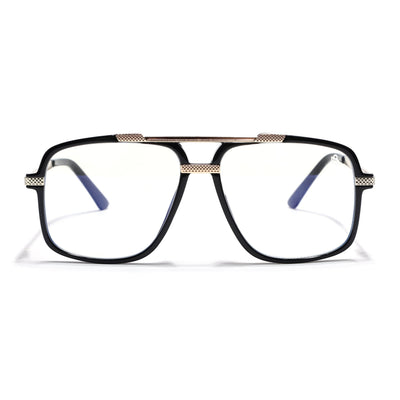 EyeJack Titex Shine Black & Golden Wayfarer Eyeglasses for Men & Women (18907CL305-C3)