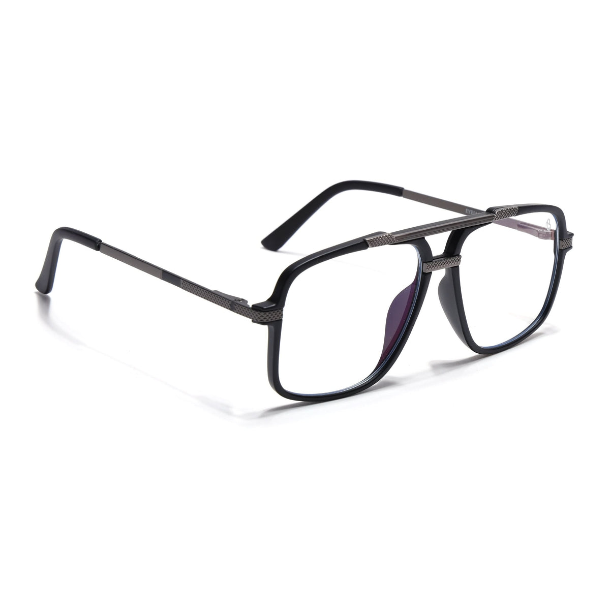 EyeJack Titex Matt Black & Grey Wayfarer Eyeglasses for Men & Women (18907CL306-C4)