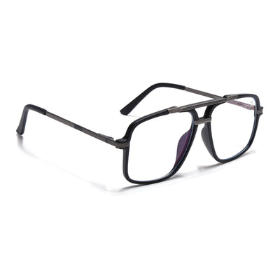 EyeJack Titex Matt Black & Grey Wayfarer Eyeglasses for Men & Women (18907CL306-C4)