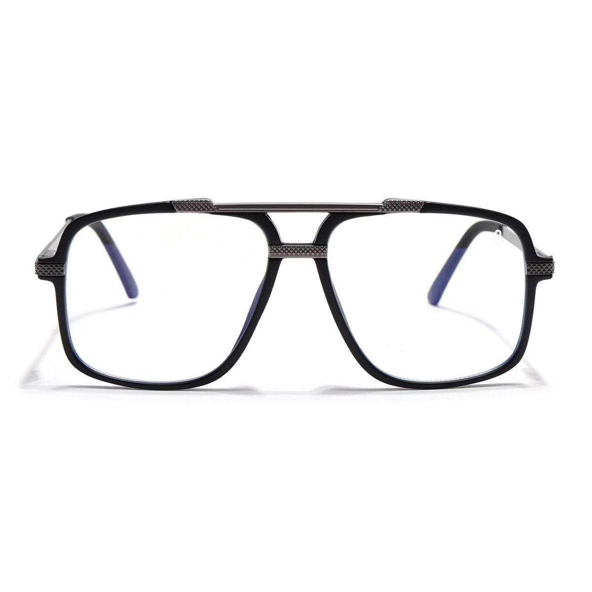 EyeJack Titex Matt Black & Grey Wayfarer Eyeglasses for Men & Women (18907CL306-C4)