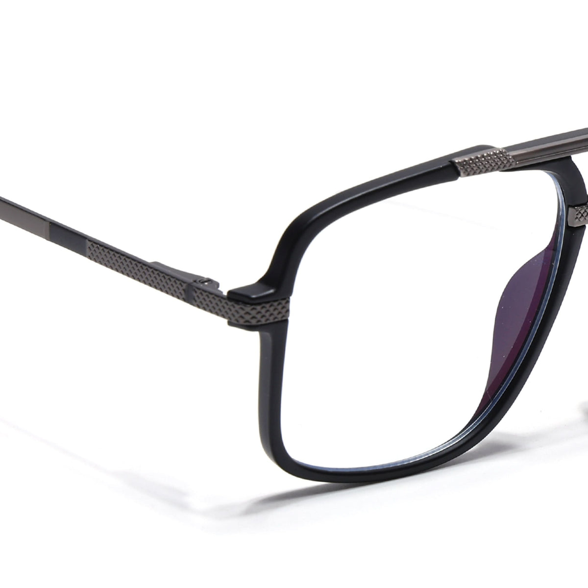 EyeJack Titex Matt Black & Grey Wayfarer Eyeglasses for Men & Women (18907CL306-C4)