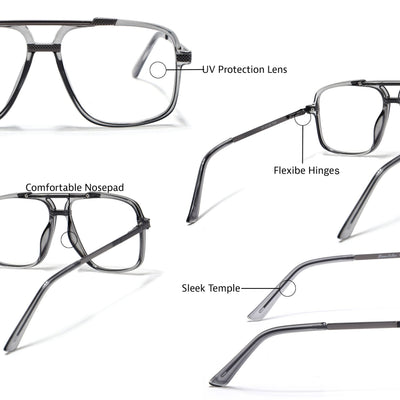 EyeJack Titex Shine Grey Wayfarer Eyeglasses for Men & Women (18907CL307-C5)